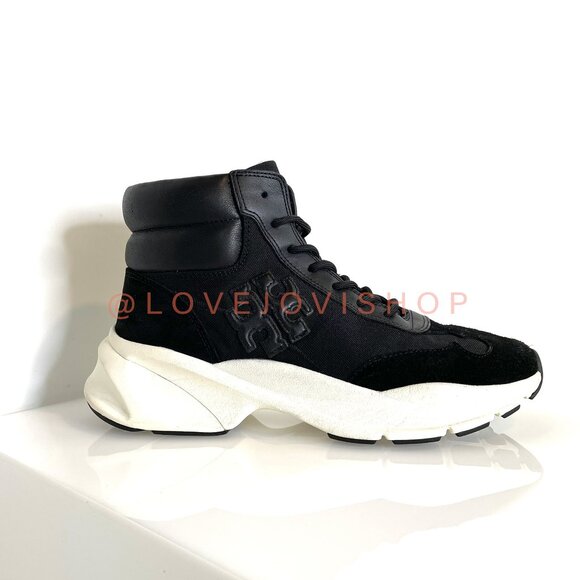 Athleisure | Tory Burch Suede Sneaker Boot | Black White Athleisure Comfy Winter - Picture 1 of 13